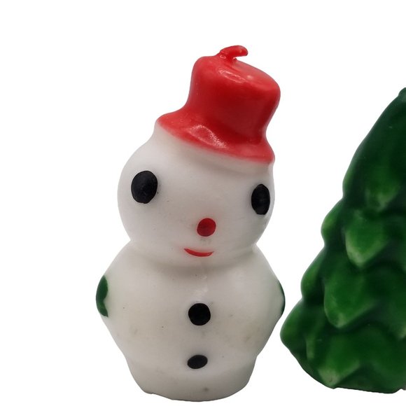 Vintage Christmas Candle Set Colonial Candles Santa Claus Snowman Christmas Tree - Picture 2 of 9